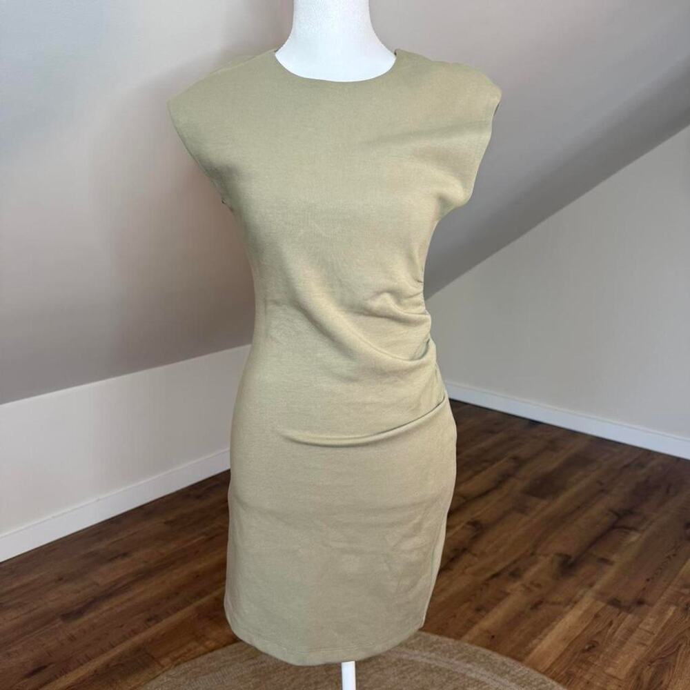New ZARA Olive Bodycon Mini Dress | Size M | Sleek Minimal Chic
